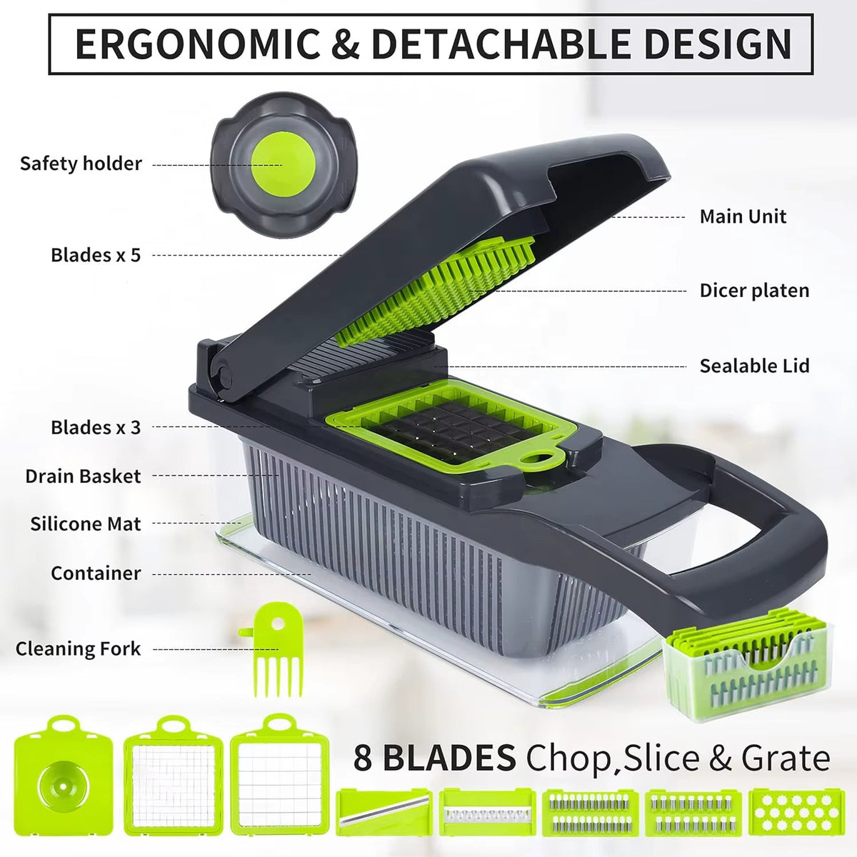 Wallepac Pro-Series 26-In-1 Portable Handheld Manual Meat Grinder Kitchen Tool for Household and Restaurant Use